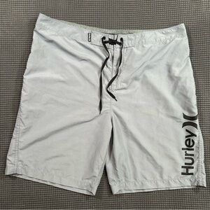 Hurley Gray Board Shorts Mens 38 Surf Swim Trunks Drawstring Beach Shorts